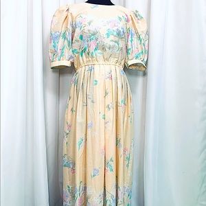 Vintage Yellow Floral Dress